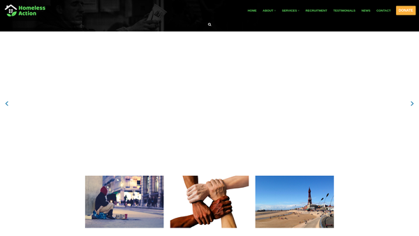 Screenshot of the Homeless Action website