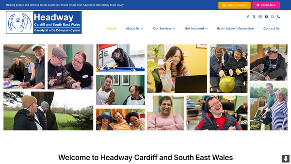Screenshot of the Headway Cardiff And South East Wales website