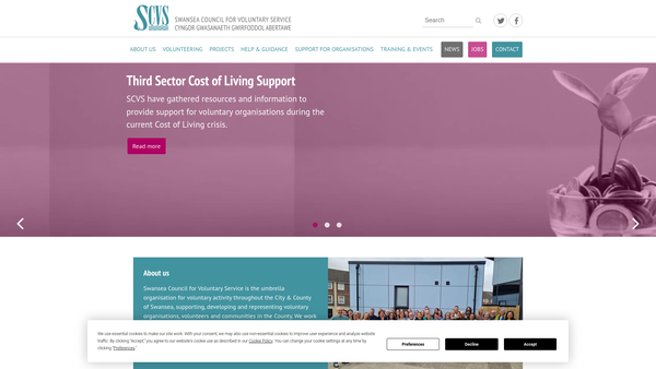 Screenshot of the Swansea C V S website