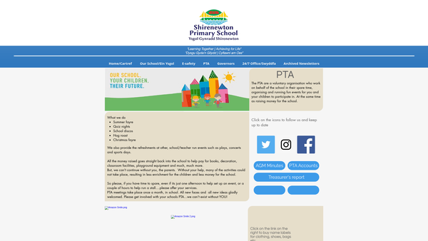 Screenshot of the Shirenewton Primary School PTA website