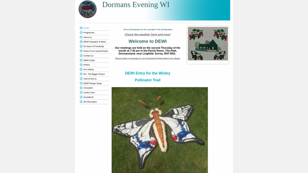 Screenshot of the Dormans Evening Women's Institute website