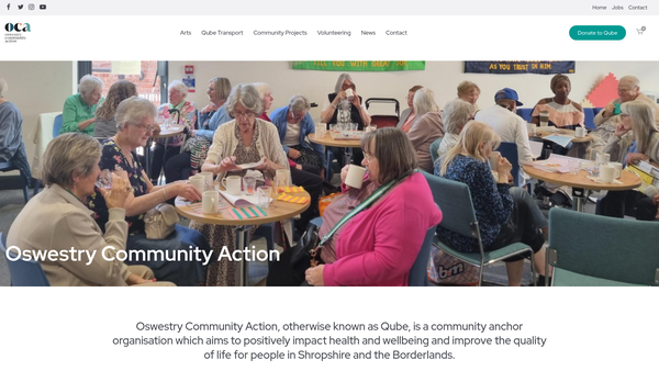 Screenshot of the Oswestry Community Action website