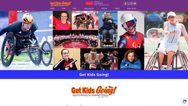 Screenshot of the Get Kids Going website