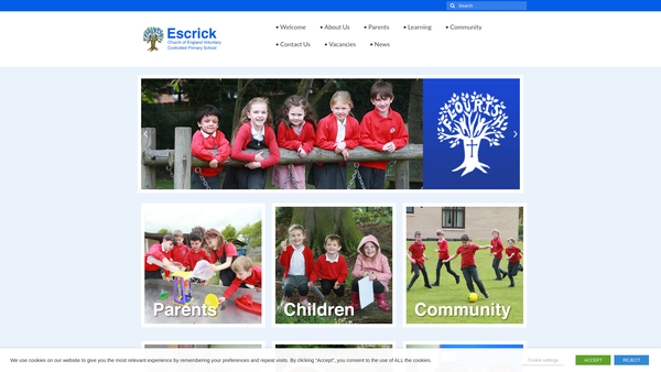 Screenshot of the Escrick School Fund website