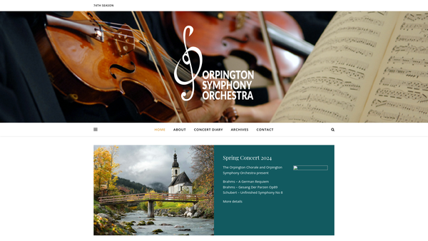 Screenshot of the Orpington Symphony Orchestra website