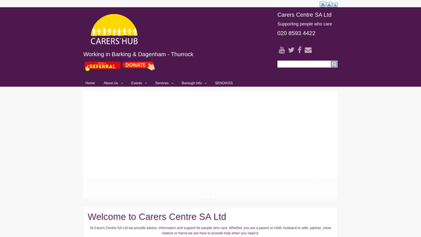 Screenshot of the Carers Centre Sa Ltd website