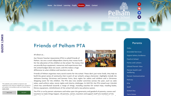 Screenshot of the Friends Of Pelham website