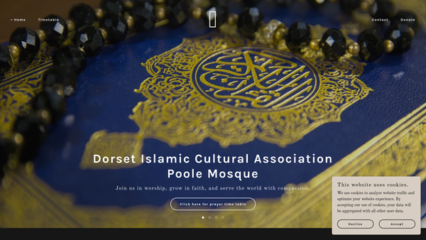 Screenshot of the Dorset Islamic Cultural Association website