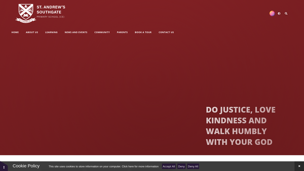 Screenshot of the St Andrew 'S Southgate Parent Teacher Association website