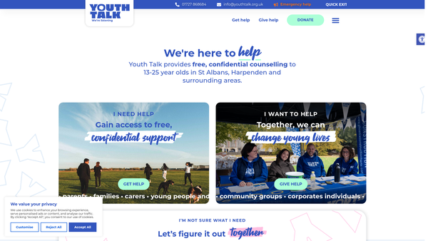 Screenshot of the Youth Talk Limited website