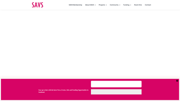 Screenshot of the Southend Association Of Voluntary Services website