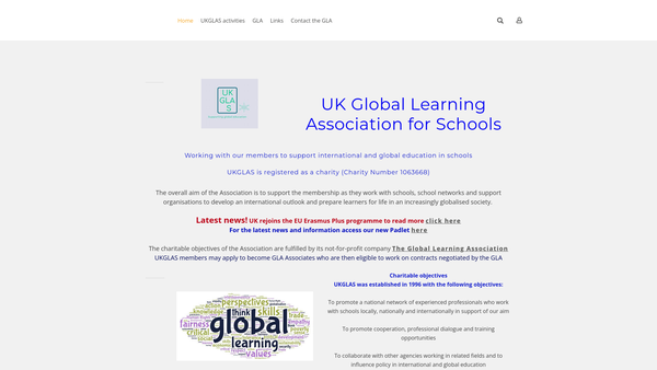 Screenshot of the UK Global Learning Association For Schools website
