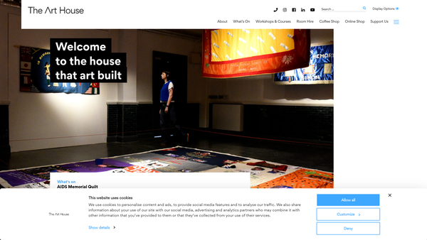 Screenshot of the The Creative Art House website