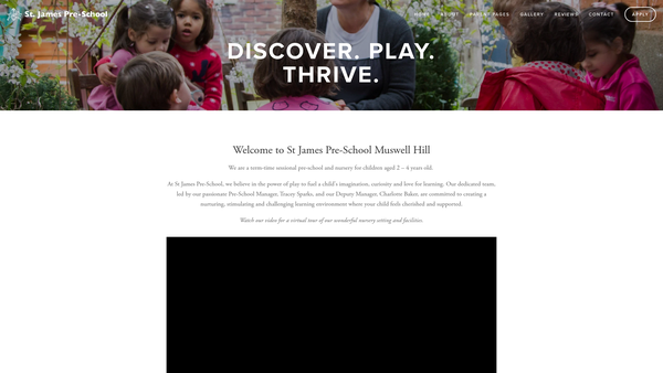 Screenshot of the St James' Pre-School Muswell Hill website