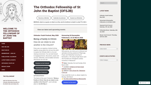 Screenshot of the Orthodox Fellowship Of St John The Baptist website