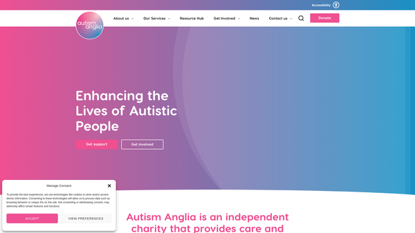 Screenshot of the Autism Anglia website
