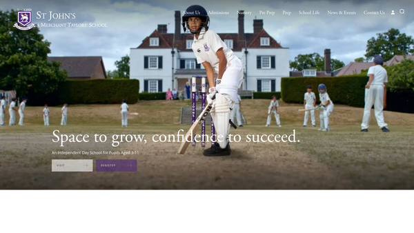 Screenshot of the St John's School website