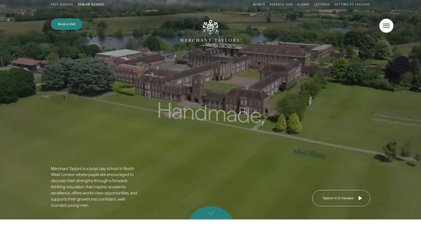 Screenshot of the Merchant Taylors School website