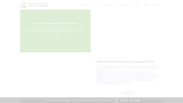 Screenshot of the The League Of Friends Of Axminster Hospital website