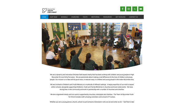 Screenshot of the Wycombe Youth For Christ website