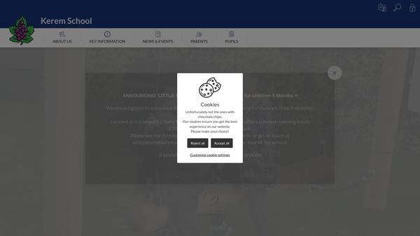 Screenshot of the Kerem Schools website
