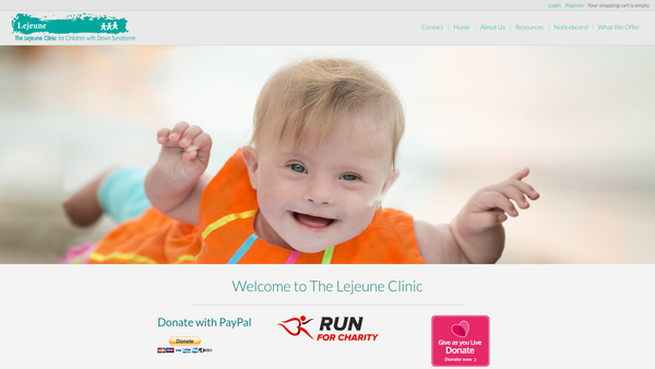 Screenshot of the Lejeune Clinic For Children With Down Syndrome website