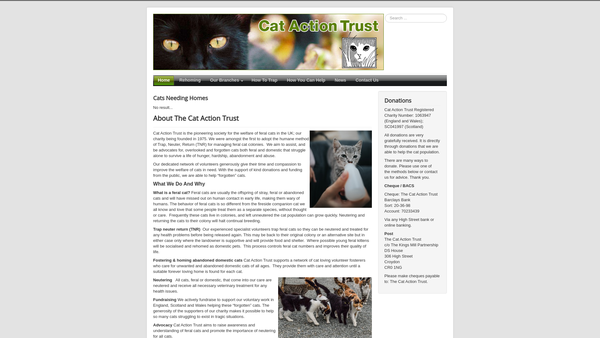 Screenshot of the Cat Action Trust website