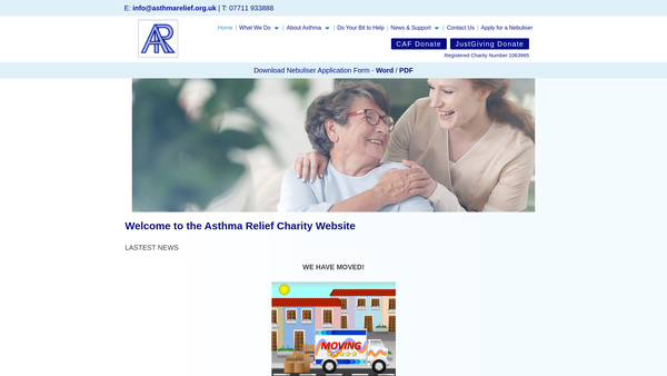 Screenshot of the Asthma Relief website