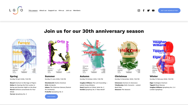 Screenshot of the London Gay Symphony Orchestra website