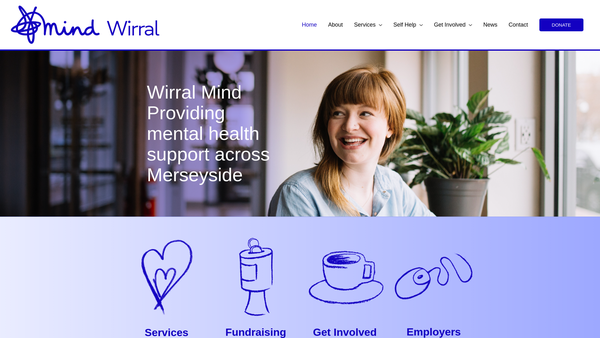 Screenshot of the Wirral Mind website