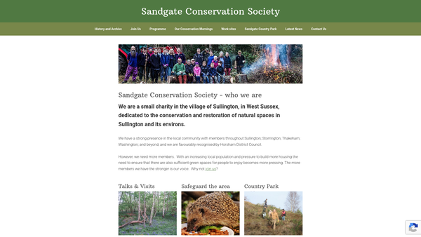 Screenshot of the Sandgate Conservation Society website