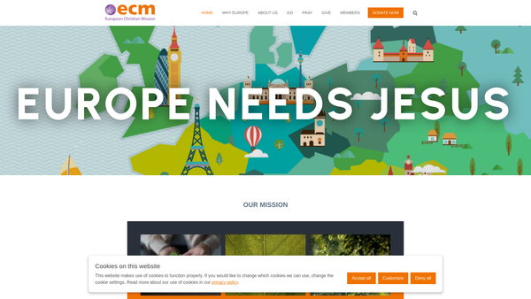 Screenshot of the European Christian Mission (International) website