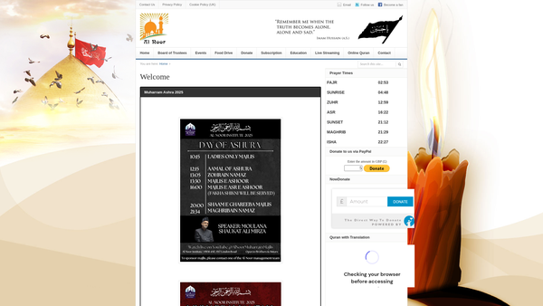 Screenshot of the Al-Noor Institute website