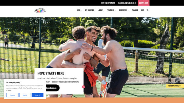 Screenshot of the Manchester Lesbian And Gay Switchboard Services Limited website
