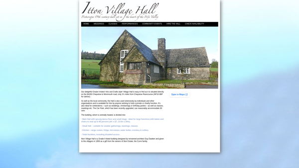 Screenshot of the Itton Village Hall website