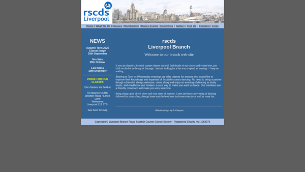Screenshot of the The Royal Scottish Country Dance Society -Liverpool Branch website