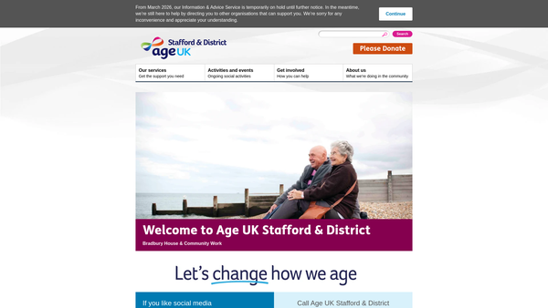 Screenshot of the Age UK Stafford & District website