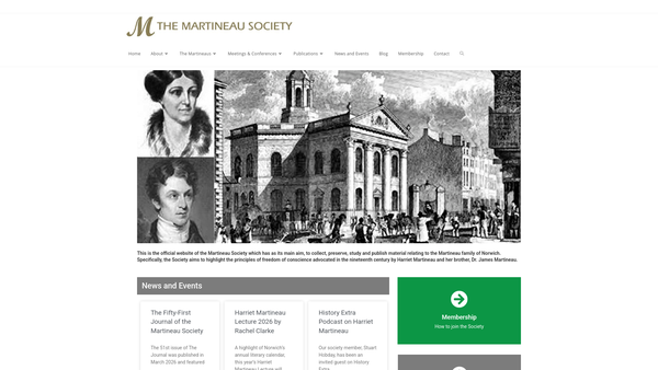 Screenshot of the The Martineau Society website
