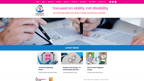 Screenshot of the Independent Living Agency website