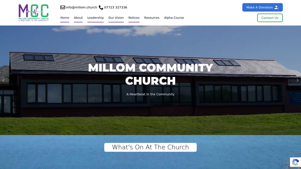 Screenshot of the Millom Community Church website