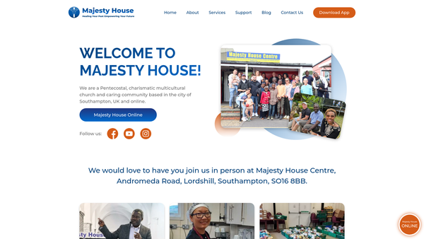 Screenshot of the Majesty House website