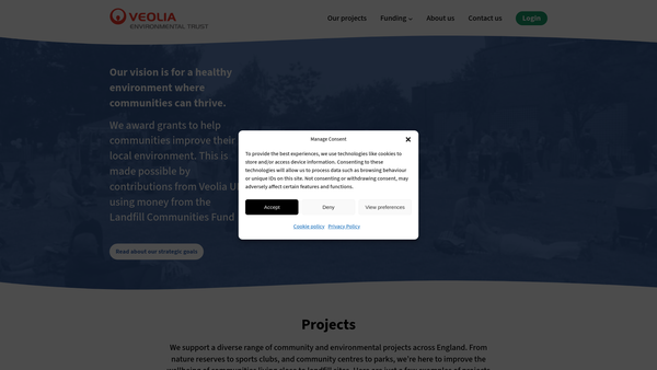 Screenshot of the The Veolia Environmental Trust website