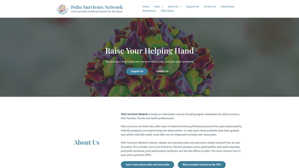 Screenshot of the Lincolnshire Post-Polio Network Charity website