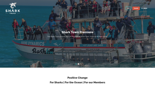 Screenshot of the The Shark Trust website