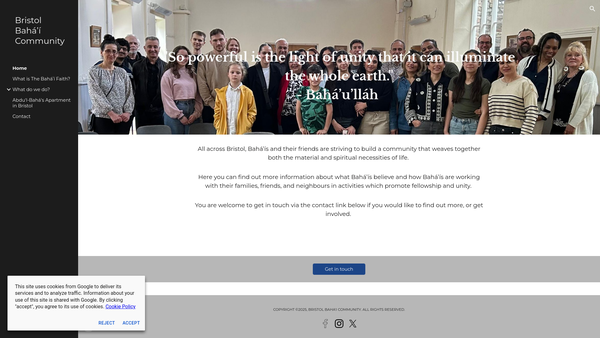 Screenshot of the Spiritual Assembly Of The Baha'is Of Bristol website