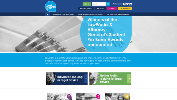 Screenshot of the Solicitors Pro Bono Group website
