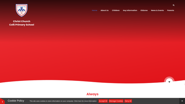 Screenshot of the Christ Church Primary School Parents And Friends Assoc. website