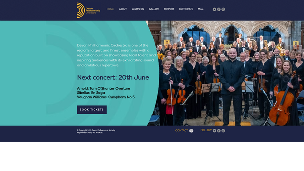 Screenshot of the Devon Philharmonic Orchestra website