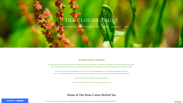 Screenshot of the The Clouds Trust website