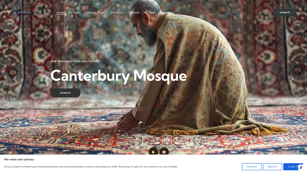 Screenshot of the Canterbury Muslim Cultural Centre website